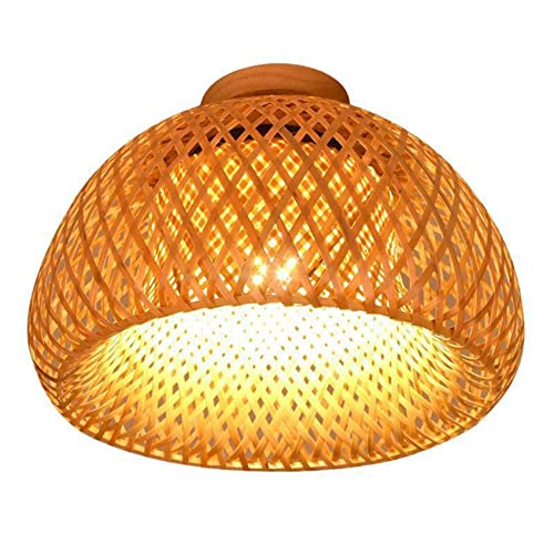 Tlilyy Bamboo Wicker Rattan Light Fixture Mount Ceiling Lamp for Living Room Bedroom Dining Room,30X18cm 2 Tlilyy Bamboo Wicker Rattan Light Fixture Mount Ceiling Lamp for Living Room Bedroom Dining Room,30X18cm - Image 2