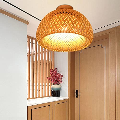 Tlilyy Bamboo Wicker Rattan Light Fixture Mount Ceiling Lamp for Living Room Bedroom Dining Room,30X18cm 7 Tlilyy Bamboo Wicker Rattan Light Fixture Mount Ceiling Lamp for Living Room Bedroom Dining Room,30X18cm - Image 7