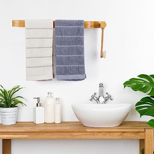 Towel Rail Wall Mounted with Hooks, Hand Towel Holder Self Adhesive, Bamboo Towel Bar Towel Racks for Bathroom and Kitchen 55cm(21.65") 6 Towel Rail Wall Mounted with Hooks, Hand Towel Holder Self Adhesive, Bamboo Towel Bar Towel Racks for Bathroom and Kitchen 55cm(21.65") - Image 6