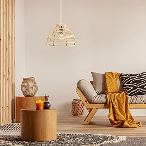 Traditional Basket Style Light Brown Rattan Wicker Ceiling Pendant Lighting Shade | 32cm Diameter by Happy Homewares 5 Traditional Basket Style Light Brown Rattan Wicker Ceiling Pendant Lighting Shade | 32cm Diameter by Happy Homewares - Image 5