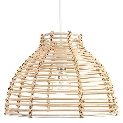 Traditional Basket Style Light Brown Rattan Wicker Ceiling Pendant Lighting Shade | 32cm Diameter by Happy Homewares 1 Traditional Basket Style Light Brown Rattan Wicker Ceiling Pendant Lighting Shade | 32cm Diameter by Happy Homewares