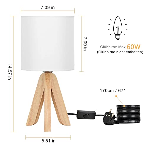 UOMIO Wooden Tripod Lamps Set of 2 Tripod Table Lamps with Wooden Base and Fabric Shade Lights Small Bedside Lamps for Warm Atmosphere Bed Room Living Room Decoration 3 UOMIO Wooden Tripod Lamps Set of 2 Tripod Table Lamps with Wooden Base and Fabric Shade Lights Small Bedside Lamps for Warm Atmosphere Bed Room Living Room Decoration - Image 3