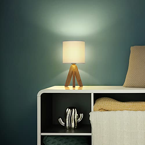 UOMIO Wooden Tripod Lamps Set of 2 Tripod Table Lamps with Wooden Base and Fabric Shade Lights Small Bedside Lamps for Warm Atmosphere Bed Room Living Room Decoration 5 UOMIO Wooden Tripod Lamps Set of 2 Tripod Table Lamps with Wooden Base and Fabric Shade Lights Small Bedside Lamps for Warm Atmosphere Bed Room Living Room Decoration - Image 5
