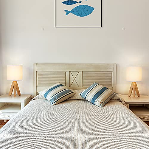 UOMIO Wooden Tripod Lamps Set of 2 Tripod Table Lamps with Wooden Base and Fabric Shade Lights Small Bedside Lamps for Warm Atmosphere Bed Room Living Room Decoration 6 UOMIO Wooden Tripod Lamps Set of 2 Tripod Table Lamps with Wooden Base and Fabric Shade Lights Small Bedside Lamps for Warm Atmosphere Bed Room Living Room Decoration - Image 6