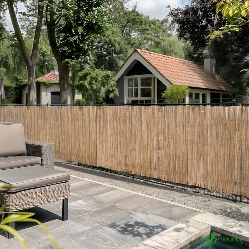 VOUNOT Natural Peeled Reed Fence 90x300cm Privacy Screen Roll with Fixing Clips Garden Panel Fence for Outdoor Garden Patio Balcony Wind/Sun Protection 2 VOUNOT Natural Peeled Reed Fence 90x300cm Privacy Screen Roll with Fixing Clips Garden Panel Fence for Outdoor Garden Patio Balcony Wind/Sun Protection - Image 2