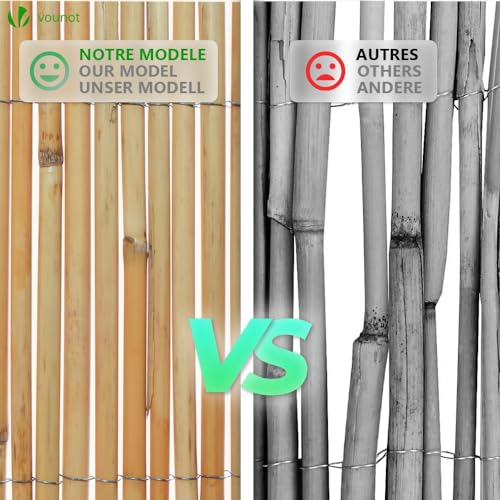 VOUNOT Natural Peeled Reed Fence 90x300cm Privacy Screen Roll with Fixing Clips Garden Panel Fence for Outdoor Garden Patio Balcony Wind/Sun Protection 5 VOUNOT Natural Peeled Reed Fence 90x300cm Privacy Screen Roll with Fixing Clips Garden Panel Fence for Outdoor Garden Patio Balcony Wind/Sun Protection - Image 5