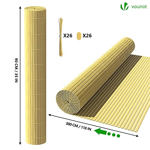 VOUNOT PVC Privacy Screening Fence 90 x 300 cm, Double Reinforced Struts Privacy Protection for Garden, Balcony and Terrace, Wind and Sun Protection Outdoor, Bamboo 5 VOUNOT PVC Privacy Screening Fence 90 x 300 cm, Double Reinforced Struts Privacy Protection for Garden, Balcony and Terrace, Wind and Sun Protection Outdoor, Bamboo - Image 5