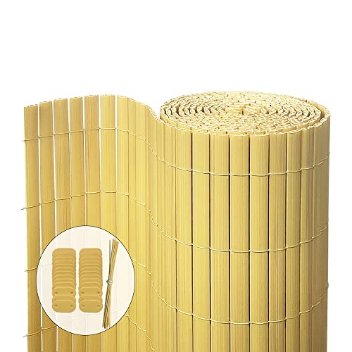 VOUNOT PVC Privacy Screening Fence 90 x 300 cm, Double Reinforced Struts Privacy Protection for Garden, Balcony and Terrace, Wind and Sun Protection Outdoor, Bamboo 1 VOUNOT PVC Privacy Screening Fence 90 x 300 cm, Double Reinforced Struts Privacy Protection for Garden, Balcony and Terrace, Wind and Sun Protection Outdoor, Bamboo