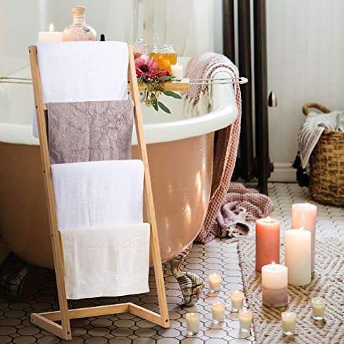 Vencier Bamboo Freestanding Towel Rack Drying Stand with Four Hanging Rails Wooden Bathroom Clothes Rack Clothing & Towels Freestanding Holder 3 Vencier Bamboo Freestanding Towel Rack Drying Stand with Four Hanging Rails Wooden Bathroom Clothes Rack Clothing & Towels Freestanding Holder - Image 3