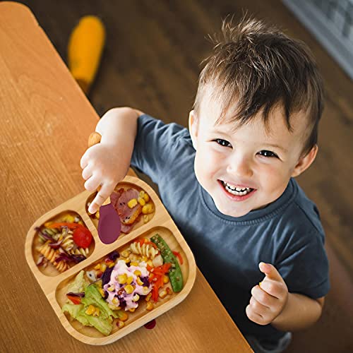 Vinsani Bamboo Bowl, Square Plate and Spoon Set for Baby/Toddler, Suction Plate, Stay-Put Design, Hypoallergenic and BPA-Free (Red) 3 Vinsani Bamboo Bowl, Square Plate and Spoon Set for Baby/Toddler, Suction Plate, Stay-Put Design, Hypoallergenic and BPA-Free (Red) - Image 3