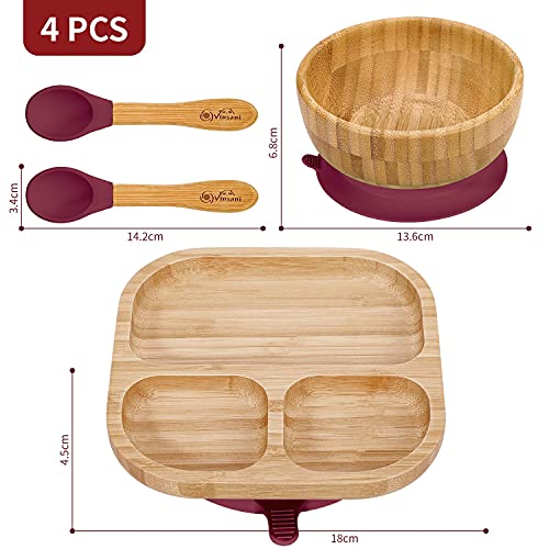 Vinsani Bamboo Bowl, Square Plate and Spoon Set for Baby/Toddler, Suction Plate, Stay-Put Design, Hypoallergenic and BPA-Free (Red) 6 Vinsani Bamboo Bowl, Square Plate and Spoon Set for Baby/Toddler, Suction Plate, Stay-Put Design, Hypoallergenic and BPA-Free (Red) - Image 6