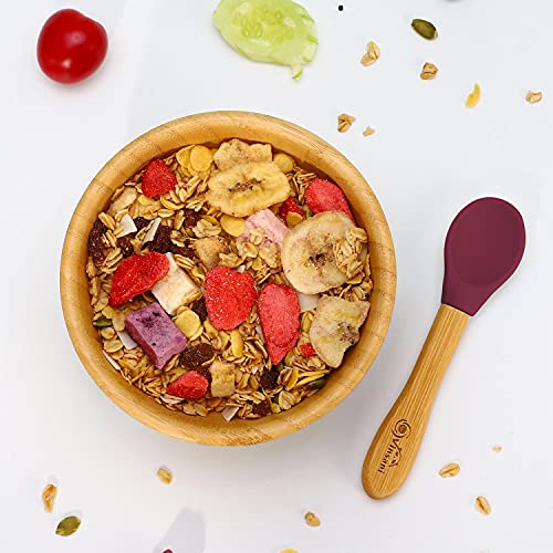 Vinsani Bamboo Bowl and Spoon Set for Baby/Toddler, Suction Plate, Stay-Put Design, Hypoallergenic and BPA-Free (Red) 6 Vinsani Bamboo Bowl and Spoon Set for Baby/Toddler, Suction Plate, Stay-Put Design, Hypoallergenic and BPA-Free (Red) - Image 6