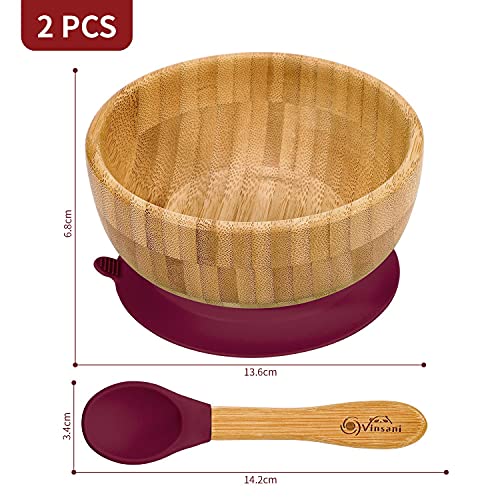 Vinsani Bamboo Bowl and Spoon Set for Baby/Toddler, Suction Plate, Stay-Put Design, Hypoallergenic and BPA-Free (Red) 7 Vinsani Bamboo Bowl and Spoon Set for Baby/Toddler, Suction Plate, Stay-Put Design, Hypoallergenic and BPA-Free (Red) - Image 7