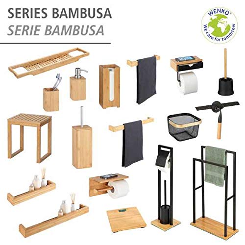 WENKO Bamboo Towel Rail 40 cm Brown 85.5 x 20 x 50.5 cm 5 WENKO Bamboo Towel Rail 40 cm Brown 85.5 x 20 x 50.5 cm - Image 5