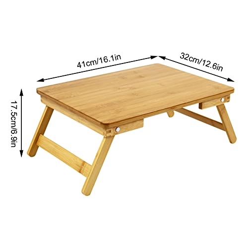 WKWKER Bamboo Laptop Bed Table Lap Desk For Bed Breakfast Bed Tray With Folding Legs Portable Bed Table For Computer Snack Writing Studio (Natural) 2 WKWKER Bamboo Laptop Bed Table Lap Desk For Bed Breakfast Bed Tray With Folding Legs Portable Bed Table For Computer Snack Writing Studio (Natural) - Image 2