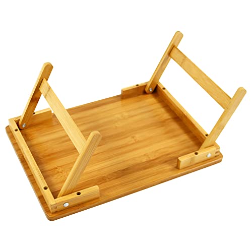 WKWKER Bamboo Laptop Bed Table Lap Desk For Bed Breakfast Bed Tray With Folding Legs Portable Bed Table For Computer Snack Writing Studio (Natural) 4 WKWKER Bamboo Laptop Bed Table Lap Desk For Bed Breakfast Bed Tray With Folding Legs Portable Bed Table For Computer Snack Writing Studio (Natural) - Image 4