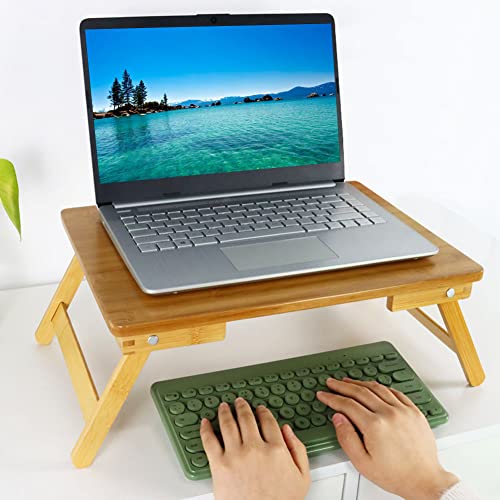 WKWKER Bamboo Laptop Bed Table Lap Desk For Bed Breakfast Bed Tray With Folding Legs Portable Bed Table For Computer Snack Writing Studio (Natural) 5 WKWKER Bamboo Laptop Bed Table Lap Desk For Bed Breakfast Bed Tray With Folding Legs Portable Bed Table For Computer Snack Writing Studio (Natural) - Image 5