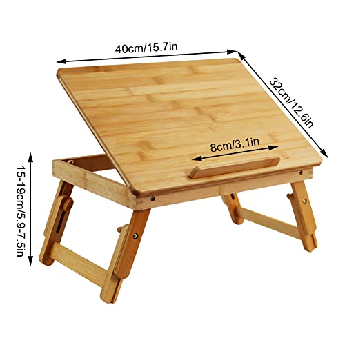 WKWKER Bamboo Laptop Desk With Folding Legs Tilting Surface Workstation Table Adjustable Laptop Stand Bed Tray For TV Sofa Study Computer Ipad Book (Natural) 2 WKWKER Bamboo Laptop Desk With Folding Legs Tilting Surface Workstation Table Adjustable Laptop Stand Bed Tray For TV Sofa Study Computer Ipad Book (Natural) - Image 2