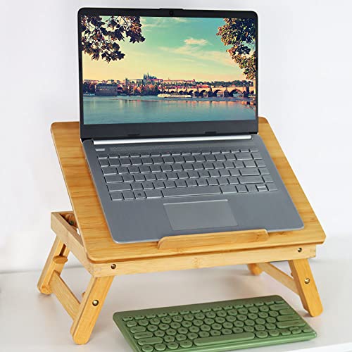 WKWKER Bamboo Laptop Desk With Folding Legs Tilting Surface Workstation Table Adjustable Laptop Stand Bed Tray For TV Sofa Study Computer Ipad Book (Natural) 4 WKWKER Bamboo Laptop Desk With Folding Legs Tilting Surface Workstation Table Adjustable Laptop Stand Bed Tray For TV Sofa Study Computer Ipad Book (Natural) - Image 4