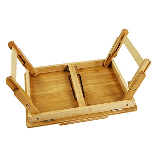 WKWKER Bamboo Laptop Desk With Folding Legs Tilting Surface Workstation Table Adjustable Laptop Stand Bed Tray For TV Sofa Study Computer Ipad Book (Natural) 6 WKWKER Bamboo Laptop Desk With Folding Legs Tilting Surface Workstation Table Adjustable Laptop Stand Bed Tray For TV Sofa Study Computer Ipad Book (Natural) - Image 6
