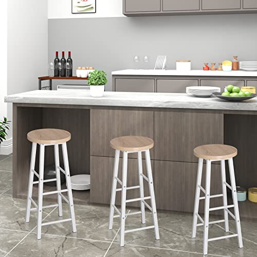 WOLTU Breakfast Kitchen Counter Bar Stools Set of 2 PCS MDF Seat Seat Bar Chairs Metal Legs Barstools Light Oak High Stools 2 WOLTU Breakfast Kitchen Counter Bar Stools Set of 2 PCS MDF Seat Seat Bar Chairs Metal Legs Barstools Light Oak High Stools - Image 2