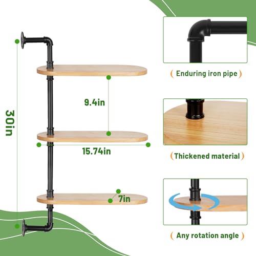 Whchiy Rotating Window Plant Shelves Indoor 3-Tier Wooden Plant Stand Window Shelf for Plants Wall Plant Holder for Plant Lovers for Living rooms, Bedrooms,Balcony 3 Whchiy Rotating Window Plant Shelves Indoor 3-Tier Wooden Plant Stand Window Shelf for Plants Wall Plant Holder for Plant Lovers for Living rooms, Bedrooms,Balcony - Image 3