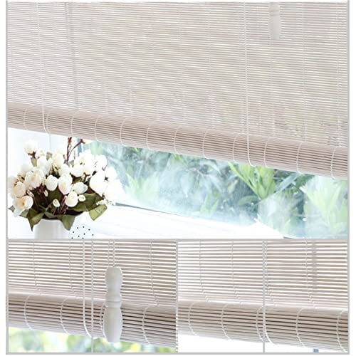 White Bamboo Roller Blind,Natural Roman Roller Shades,Light Filtering Roll Up Shutter,Wood Window Shades Blinds with Lift,Blackout Curtain for Indoor Home,Office,Kitchen,Custom (W60xH120cm/24x47in) 3 White Bamboo Roller Blind,Natural Roman Roller Shades,Light Filtering Roll Up Shutter,Wood Window Shades Blinds with Lift,Blackout Curtain for Indoor Home,Office,Kitchen,Custom (W60xH120cm/24x47in) - Image 3