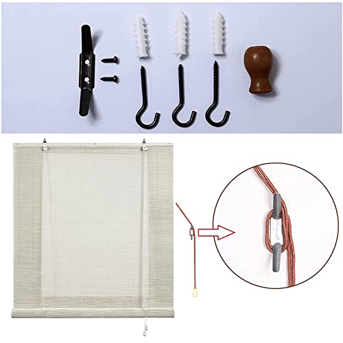 White Bamboo Roller Blind,Natural Roman Roller Shades,Light Filtering Roll Up Shutter,Wood Window Shades Blinds with Lift,Blackout Curtain for Indoor Home,Office,Kitchen,Custom (W60xH120cm/24x47in) 5 White Bamboo Roller Blind,Natural Roman Roller Shades,Light Filtering Roll Up Shutter,Wood Window Shades Blinds with Lift,Blackout Curtain for Indoor Home,Office,Kitchen,Custom (W60xH120cm/24x47in) - Image 5