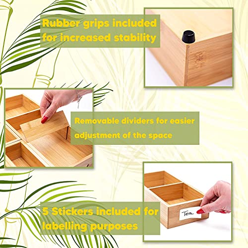 Winged Sirius 5-Piece Bamboo Drawer Organiser | Multi-Sized Compartments with Removable Dividers | Set of 5 Durable Wood Storage Boxes with Extra Foot Pads | Perfect for Home and Office Use 3 Winged Sirius 5-Piece Bamboo Drawer Organiser | Multi-Sized Compartments with Removable Dividers | Set of 5 Durable Wood Storage Boxes with Extra Foot Pads | Perfect for Home and Office Use - Image 3