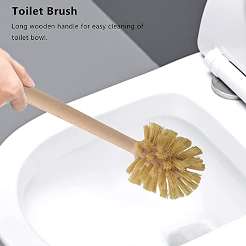 Wood Toilet Brush,2Pcs Toilet Cleaning Brush, 14x3in Strong Hemp Bristles,Non Slip Long Handle Reusable Beechwood Toilet Brush for Bathroom 3 Wood Toilet Brush,2Pcs Toilet Cleaning Brush, 14x3in Strong Hemp Bristles,Non Slip Long Handle Reusable Beechwood Toilet Brush for Bathroom - Image 3