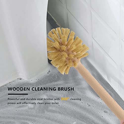 Wood Toilet Brush,2Pcs Toilet Cleaning Brush, 14x3in Strong Hemp Bristles,Non Slip Long Handle Reusable Beechwood Toilet Brush for Bathroom 5 Wood Toilet Brush,2Pcs Toilet Cleaning Brush, 14x3in Strong Hemp Bristles,Non Slip Long Handle Reusable Beechwood Toilet Brush for Bathroom - Image 5