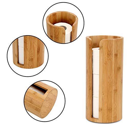 Woodluv Toilet Roll Holder, Free-Standing Toilet Paper Storage Holder Stand, Round Toilet Paper Loo Roll Holder Stand for Bathroom & Toilets, Bamboo 2 Woodluv Toilet Roll Holder, Free-Standing Toilet Paper Storage Holder Stand, Round Toilet Paper Loo Roll Holder Stand for Bathroom & Toilets, Bamboo - Image 2