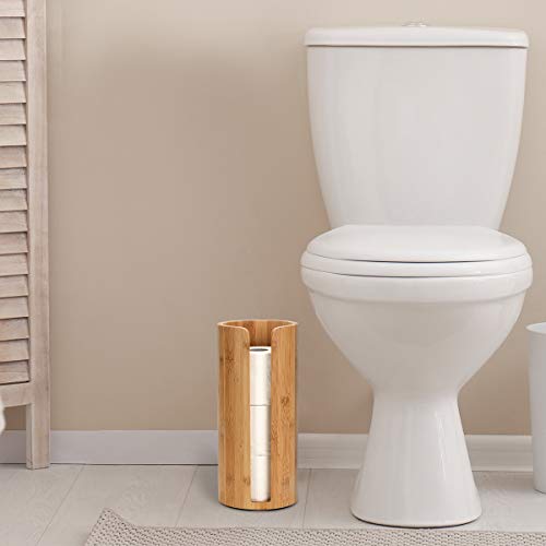Woodluv Toilet Roll Holder, Free-Standing Toilet Paper Storage Holder Stand, Round Toilet Paper Loo Roll Holder Stand for Bathroom & Toilets, Bamboo 5 Woodluv Toilet Roll Holder, Free-Standing Toilet Paper Storage Holder Stand, Round Toilet Paper Loo Roll Holder Stand for Bathroom & Toilets, Bamboo - Image 5