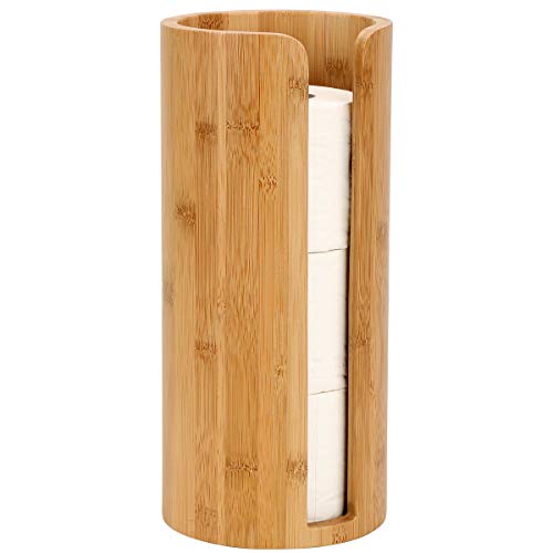 Woodluv Toilet Roll Holder, Free-Standing Toilet Paper Storage Holder Stand, Round Toilet Paper Loo Roll Holder Stand for Bathroom & Toilets, Bamboo 1 Woodluv Toilet Roll Holder, Free-Standing Toilet Paper Storage Holder Stand, Round Toilet Paper Loo Roll Holder Stand for Bathroom & Toilets, Bamboo