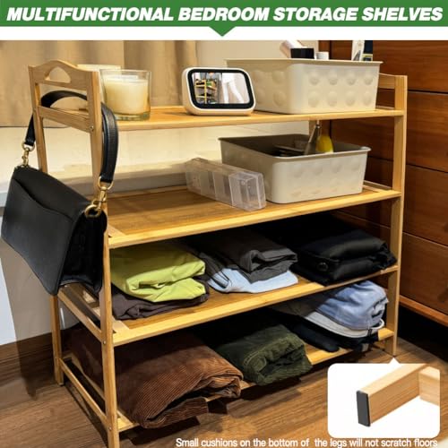 XYUXWLG Shoe Rack, Shoe Racks Storage Shoe Organiser Holds up to 12 Pairs, Natural Bamboo Shoe Storage for Hallway, Entryway, Bedroom (Bamboo, 4 Tier) 6 XYUXWLG Shoe Rack, Shoe Racks Storage Shoe Organiser Holds up to 12 Pairs, Natural Bamboo Shoe Storage for Hallway, Entryway, Bedroom (Bamboo, 4 Tier) - Image 6