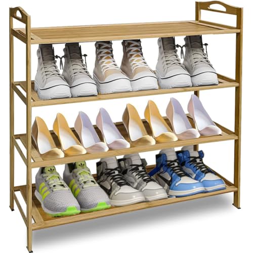 XYUXWLG Shoe Rack, Shoe Racks Storage Shoe Organiser Holds up to 12 Pairs, Natural Bamboo Shoe Storage for Hallway, Entryway, Bedroom (Bamboo, 4 Tier) 1 XYUXWLG Shoe Rack, Shoe Racks Storage Shoe Organiser Holds up to 12 Pairs, Natural Bamboo Shoe Storage for Hallway, Entryway, Bedroom (Bamboo, 4 Tier)