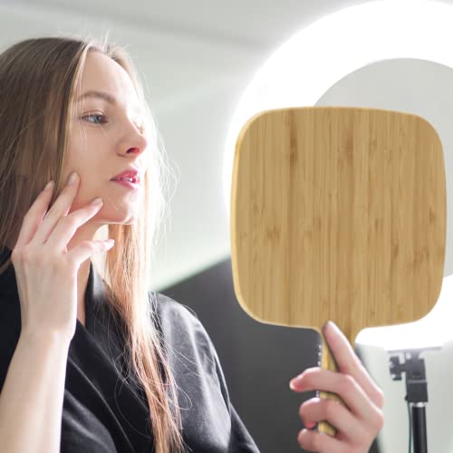 YEAKE Hand Mirror,Extra Large Natural Bamboo Handheld Mirror with Handle, Single-Sided Portable Travel Vanity Mirror for Men & Women,8.9" W x 12.4" L 3 YEAKE Hand Mirror,Extra Large Natural Bamboo Handheld Mirror with Handle, Single-Sided Portable Travel Vanity Mirror for Men & Women,8.9" W x 12.4" L - Image 3