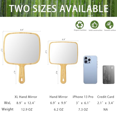YEAKE Hand Mirror,Extra Large Natural Bamboo Handheld Mirror with Handle, Single-Sided Portable Travel Vanity Mirror for Men & Women,8.9" W x 12.4" L 6 YEAKE Hand Mirror,Extra Large Natural Bamboo Handheld Mirror with Handle, Single-Sided Portable Travel Vanity Mirror for Men & Women,8.9" W x 12.4" L - Image 6