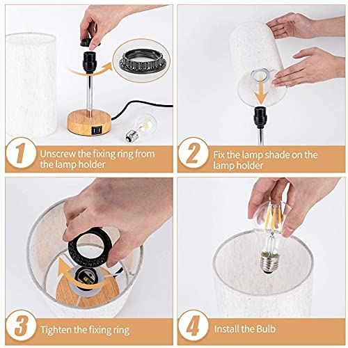 Yarra-Decor Bedside Lamps with USB Port - Touch Control Table Lamp for Bedroom Wood 3 Way Dimmable Nightstand Lamp Set of 2 with Round Flaxen Fabric Shade for Living Room, Dorm, Home Office (2 Pack) 6 Yarra-Decor Bedside Lamps with USB Port - Touch Control Table Lamp for Bedroom Wood 3 Way Dimmable Nightstand Lamp Set of 2 with Round Flaxen Fabric Shade for Living Room, Dorm, Home Office (2 Pack) - Image 6