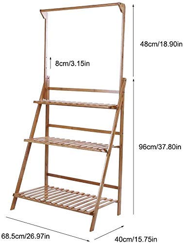 Yosoo Health Gear 3 Tier Flower Ladder Rack, Foldable Ladder Stand Hanging Rack Flower Rack Planter Shelves Bamboo Ladder Plant Stand Display Shelf with Hanging Rod for Garden Home Balcony 4 Yosoo Health Gear 3 Tier Flower Ladder Rack, Foldable Ladder Stand Hanging Rack Flower Rack Planter Shelves Bamboo Ladder Plant Stand Display Shelf with Hanging Rod for Garden Home Balcony - Image 4