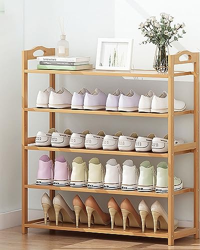 Youyijia 5 Tier Shoe Rack,Bamboo Shoe Storage,storage rack,Display stand, shoe shelf For Hallway,Living Room Bathroom Bedroom Natural 79 X 23 X 84cm 2 Youyijia 5 Tier Shoe Rack,Bamboo Shoe Storage,storage rack,Display stand, shoe shelf For Hallway,Living Room Bathroom Bedroom Natural 79 X 23 X 84cm - Image 2