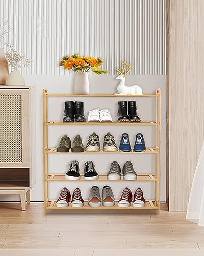 Youyijia 5 Tier Shoe Rack,Bamboo Shoe Storage,storage rack,Display stand, shoe shelf For Hallway,Living Room Bathroom Bedroom Natural 79 X 23 X 84cm 6 Youyijia 5 Tier Shoe Rack,Bamboo Shoe Storage,storage rack,Display stand, shoe shelf For Hallway,Living Room Bathroom Bedroom Natural 79 X 23 X 84cm - Image 6
