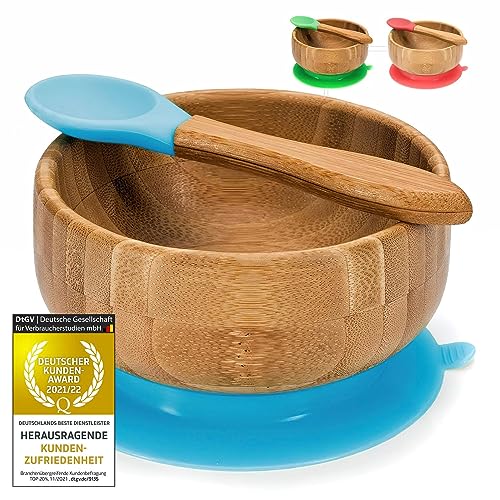 all Kids Unitedยฎ Baby porridge bowl bamboo bowl children's tableware - Porridge bowl bamboo bowl with suction cup (Blue) 1 all Kids Unitedยฎ Baby porridge bowl bamboo bowl children's tableware - Porridge bowl bamboo bowl with suction cup (Blue)