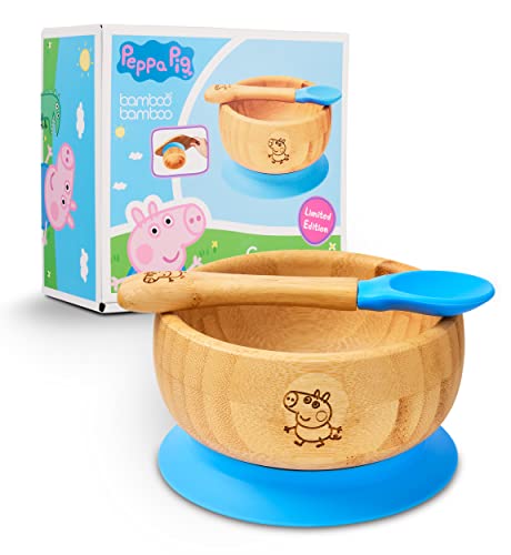 bamboo bamboo X Peppa Pig Baby Bowl and Spoon Set, Baby Bowls for Weaning, Baby Suction Bowl, Toddler Bowls with Baby Spoon, Weaning Bowl for Babies from 6 Months (George Pig) 2 bamboo bamboo X Peppa Pig Baby Bowl and Spoon Set, Baby Bowls for Weaning, Baby Suction Bowl, Toddler Bowls with Baby Spoon, Weaning Bowl for Babies from 6 Months (George Pig) - Image 2