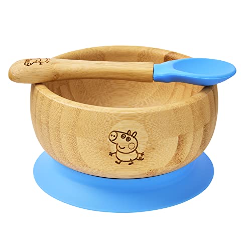 bamboo bamboo X Peppa Pig Baby Bowl and Spoon Set, Baby Bowls for Weaning, Baby Suction Bowl, Toddler Bowls with Baby Spoon, Weaning Bowl for Babies from 6 Months (George Pig) 1 bamboo bamboo X Peppa Pig Baby Bowl and Spoon Set, Baby Bowls for Weaning, Baby Suction Bowl, Toddler Bowls with Baby Spoon, Weaning Bowl for Babies from 6 Months (George Pig)