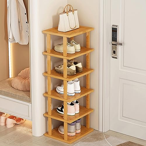 blodfune 6 Tiers Bamboo Vertical Shoe Rack, Adjustable prefabricated Storage Shelf Shoe Storage Stand, Free Standing Shelf Tower for Entryway,No-Tool Assembly Hallway S torage Shoe Rack Yellow 1 blodfune 6 Tiers Bamboo Vertical Shoe Rack, Adjustable prefabricated Storage Shelf Shoe Storage Stand, Free Standing Shelf Tower for Entryway,No-Tool Assembly Hallway S torage Shoe Rack Yellow