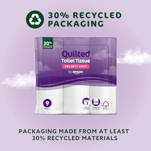by Amazon Toilet Roll, 3-ply Quilted, Velvety Soft, 45 Rolls (5 Packs of 9), 200 Sheets per Roll, FSC Certified 6 by Amazon Toilet Roll, 3-ply Quilted, Velvety Soft, 45 Rolls (5 Packs of 9), 200 Sheets per Roll, FSC Certified - Image 6