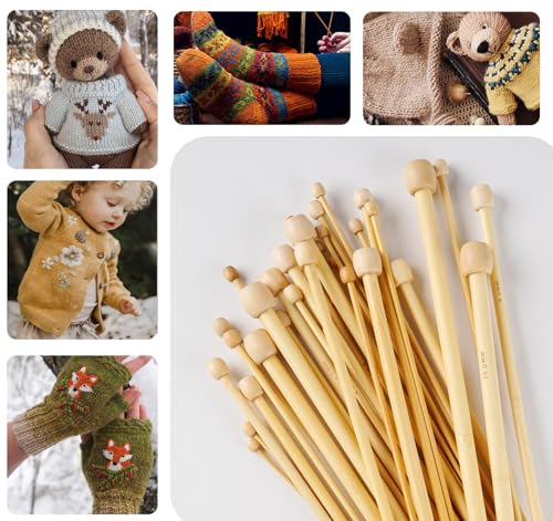ilauke 70Pcs Bamboo Knitting Needle Set, 18 Pairs Single Pointed Wooden Knitting Needles 2mm-10mm, Knitting Kit for Beginners Adults, with 33Pcs Knitting Accessories 7 ilauke 70Pcs Bamboo Knitting Needle Set, 18 Pairs Single Pointed Wooden Knitting Needles 2mm-10mm, Knitting Kit for Beginners Adults, with 33Pcs Knitting Accessories - Image 7