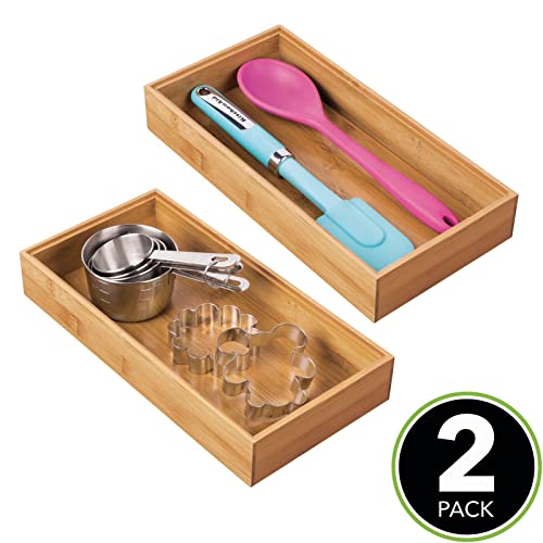 mDesign Bamboo Drawer Organiser for Cutlery in Kitchen Drawer - 30.5 cm Long Stackable Storage Tray for Cabinet, Countertop, Cupboard, and Shelf - Utensil Holder, Echo Collection, 6 Pack, Natural Wood 2 mDesign Bamboo Drawer Organiser for Cutlery in Kitchen Drawer - 30.5 cm Long Stackable Storage Tray for Cabinet, Countertop, Cupboard, and Shelf - Utensil Holder, Echo Collection, 6 Pack, Natural Wood - Image 2