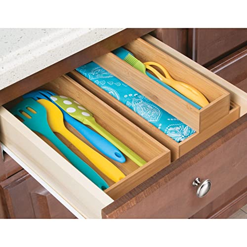 mDesign Bamboo Drawer Organiser for Cutlery in Kitchen Drawer - 30.5 cm Long Stackable Storage Tray for Cabinet, Countertop, Cupboard, and Shelf - Utensil Holder, Echo Collection, 6 Pack, Natural Wood 3 mDesign Bamboo Drawer Organiser for Cutlery in Kitchen Drawer - 30.5 cm Long Stackable Storage Tray for Cabinet, Countertop, Cupboard, and Shelf - Utensil Holder, Echo Collection, 6 Pack, Natural Wood - Image 3